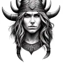 viking woman face tattoo design idea