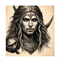 viking woman face tattoo design idea