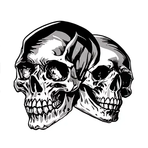 skull with a dark mood behind it tattoo design idea