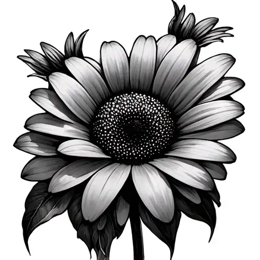 Black Daisy tattoo design idea