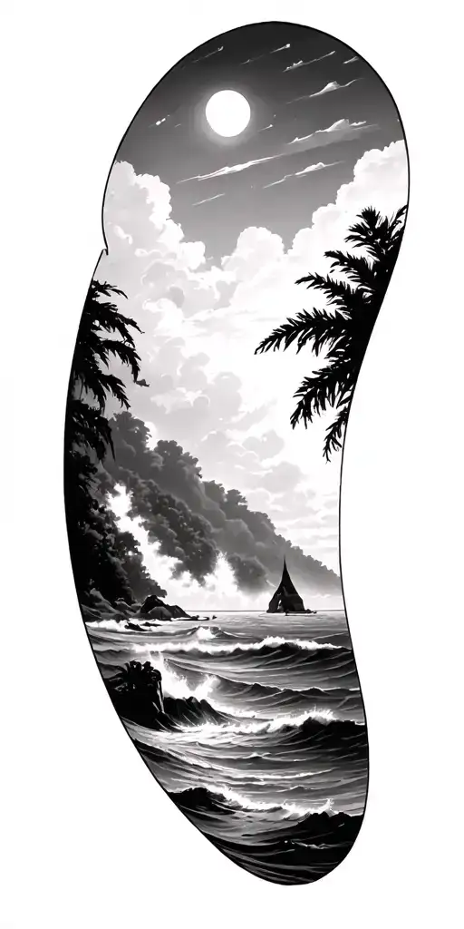 scenic ocean view tattoo design idea