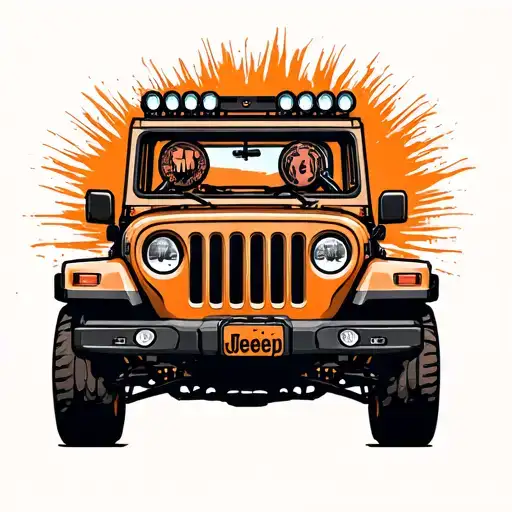 jeep driving tattoo design idea