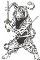 tiger with a katana sword tattoo design idea