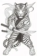 tiger with a katana sword tattoo design idea