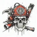 firefighter skull tattoo design idea