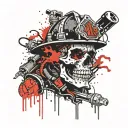 firefighter skull tattoo design idea