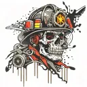 firefighter skull tattoo design idea