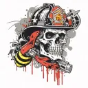firefighter skull tattoo design idea