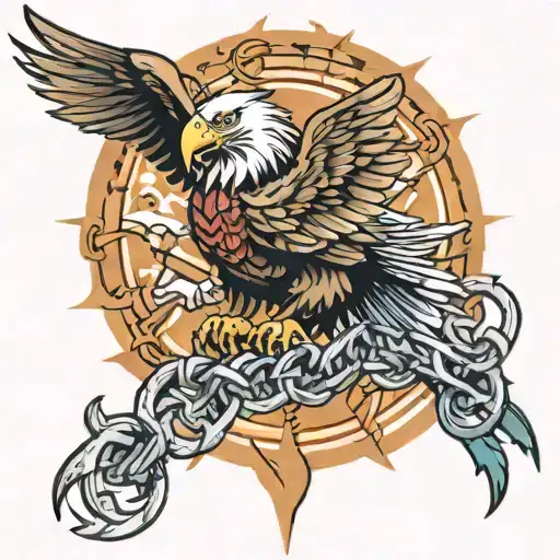 eagle breaking free from chains tattoo design idea