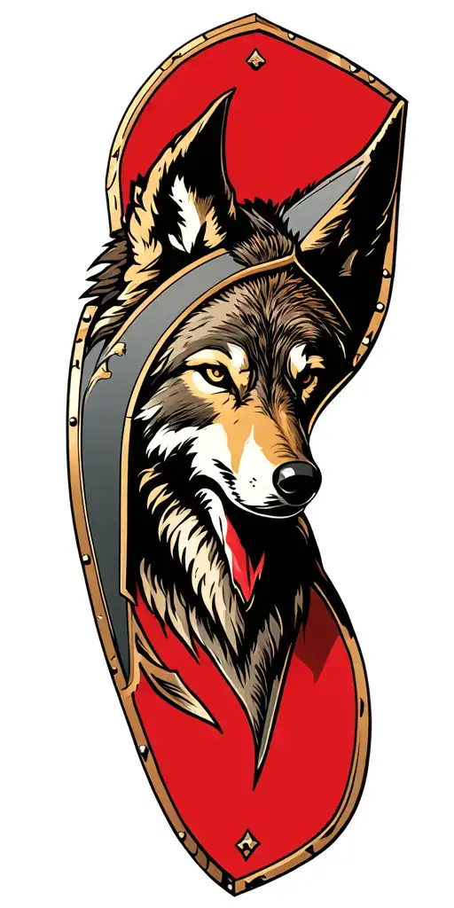 wolf spartan shield tattoo design idea