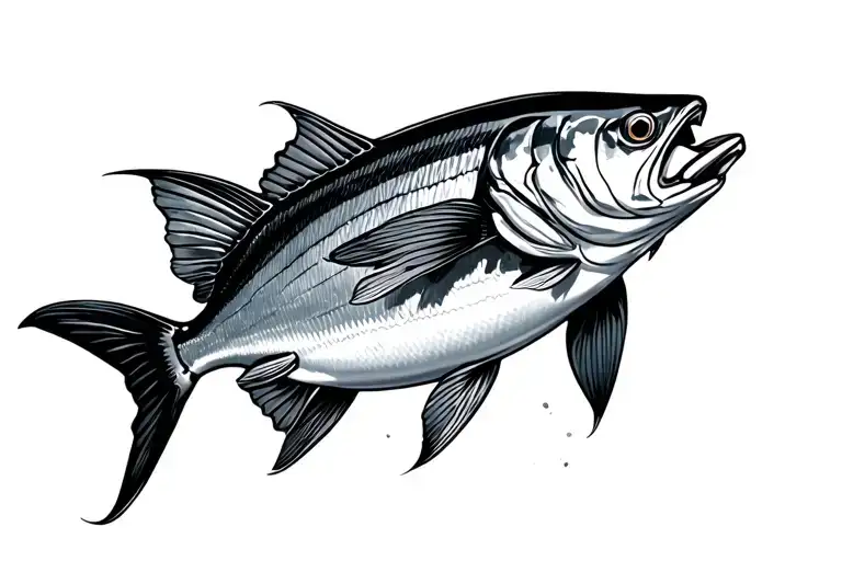 spanish mackeral fish jumping tattoo design idea