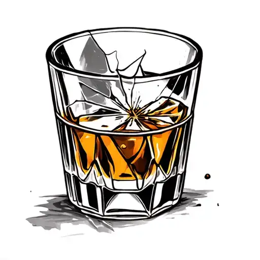 Broken Whiskey Glass tattoo design idea