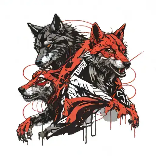 twins, werewolf, wind, number 7 tattoo design idea