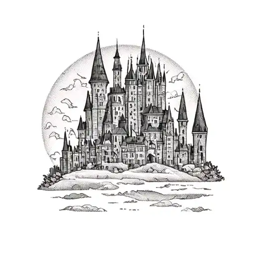 Emerald City from wizard of oz simple small outline tattoo design idea