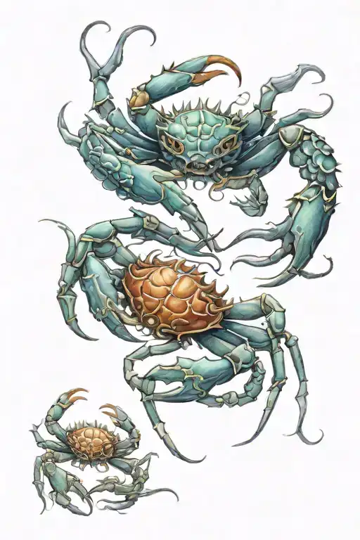 leo dragon crab surrounded tattoo design idea