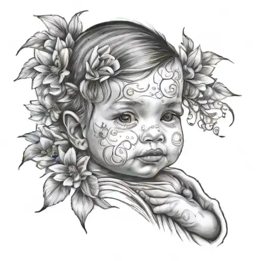 first born baby girl tattoo design idea