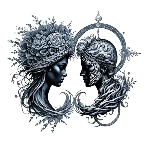 aquarius and gemini  tattoo design idea