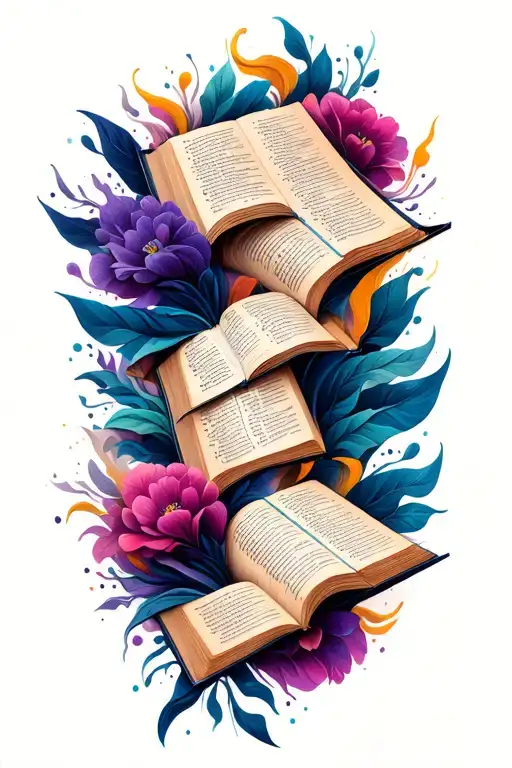 Bible verses flowing from its pages tattoo design idea