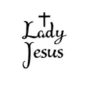 words saying "Lady Jesus" with small cross tattoo design idea
