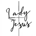 words saying "Lady Jesus" with small cross tattoo design idea