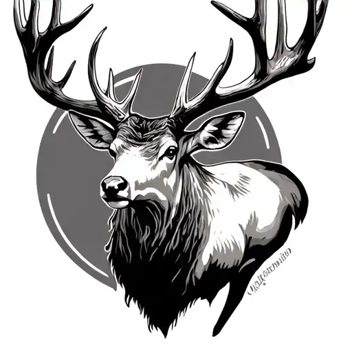 elk antlers tattoo design idea
