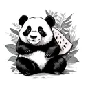 panda and watermelon slice tattoo design idea
