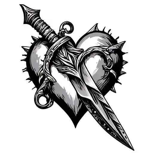 dagger heart tattoo design idea