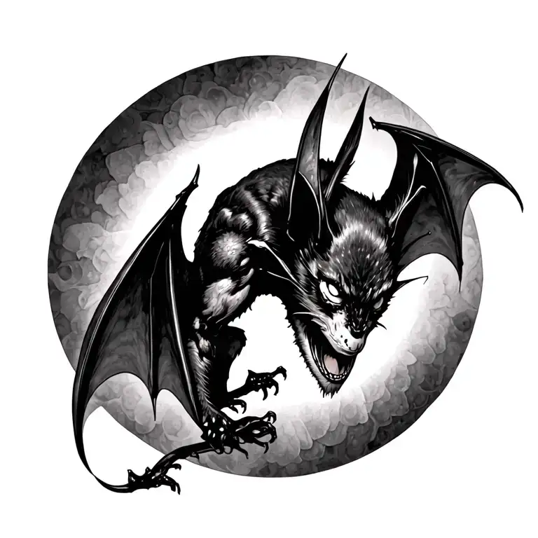 cover up a tattoo of a bat that is black tattoo design idea