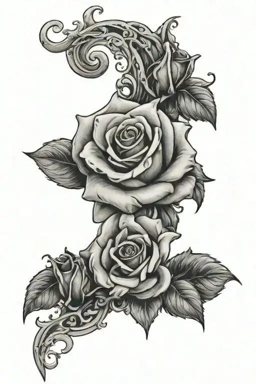 name brooke with rose intertwined tattoo design idea