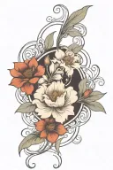 art nouveau floral, symmetrical tattoo design idea