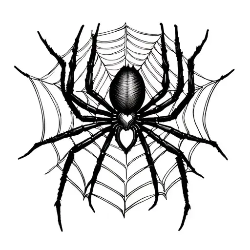 gothic spider in web with it forming a heart in the middle around the collarbone and neck area tattoo design idea