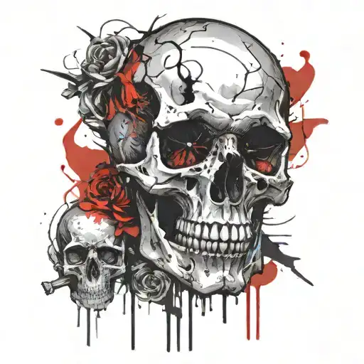 Grief with the skull tattoo design idea