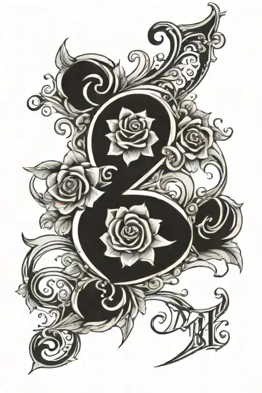 4 kids names incorporated tattoo design idea