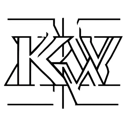 Intials KW the letters overlapping each other one like a cattle brand tattoo design idea