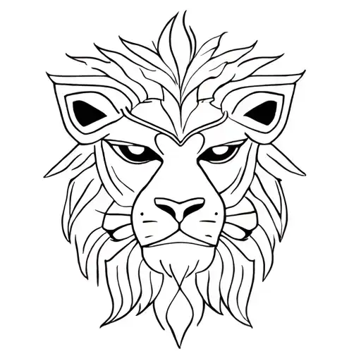 Sri Lankan mask with a lion tattoo design idea