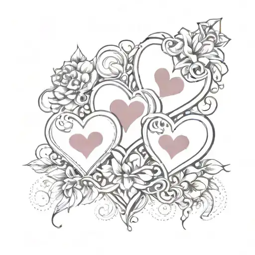 3 Best Friend with hearts playing card tattoo design idea