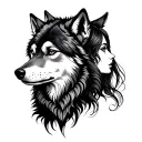 wolf and lady head profile tattoo design idea