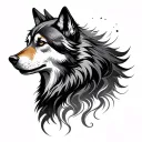 wolf and lady head profile tattoo design idea