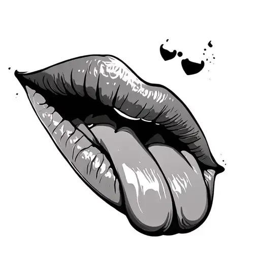 Lips and tongue hanging tattoo design idea