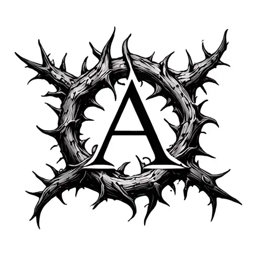 AA symbol made of thorns highly detailed tattoo design idea