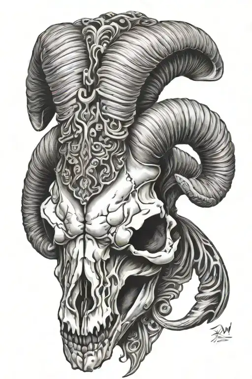ram skull tattoo design idea