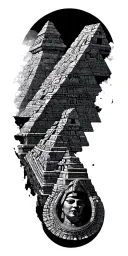 Mayan pyramid emerging tattoo design idea