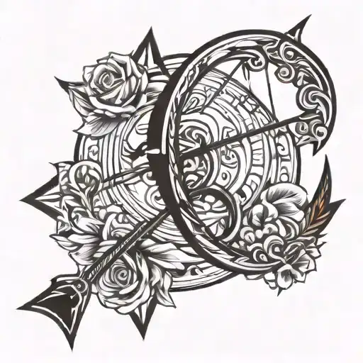 Bow and Arrow shooting tattoo design idea