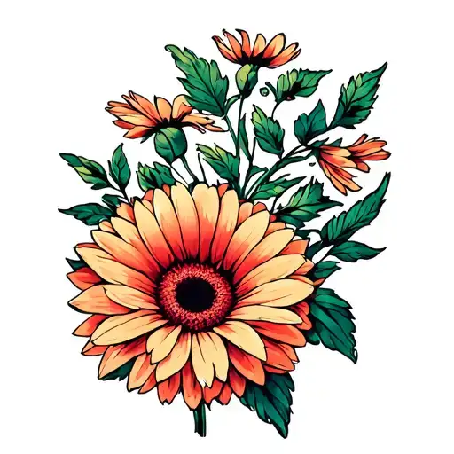 "Juliet" Gerbera Flower tattoo design idea