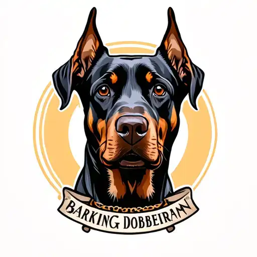 Barking Doberman tattoo design idea