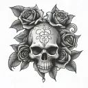 skull roses and sea turtles  tattoo design idea