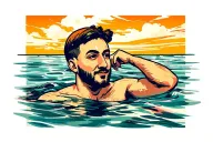 Mac miller swimming character tattoo design idea