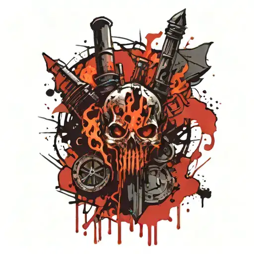 darkest dungeon torch with trash polka fillings around  tattoo design idea