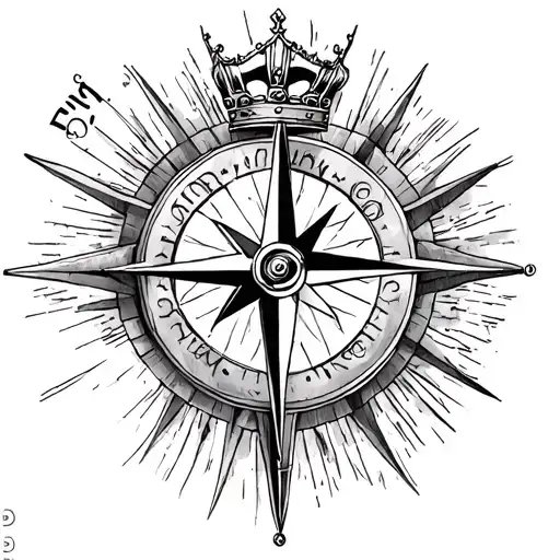 I would like the name Elio with a crown on the E, half of a compass on the back. tattoo design idea
