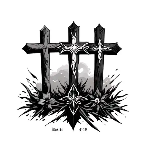 3 crosses with that isaiah 41:10 tattoo design idea